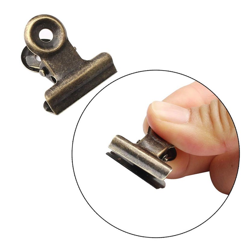 SUMAJU 100 PCS Metal Hinge Clips, Bronze Small Clips with Hole for Photos, Tags Bags, Shops, Office, Xmas Decor and Price Tag (0.87Inch/22mm) - Image 3